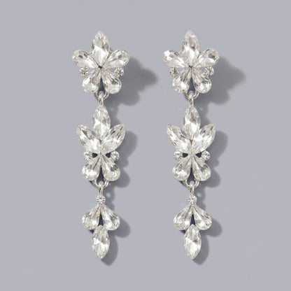 Vintage Floral Alloy Rhinestone Earrings Elegant Daily Drops