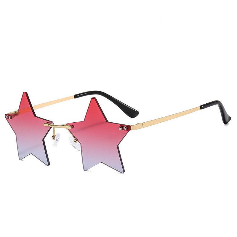Trendy Star Shaped Sunglasses Pink Gradient UV400 Protection