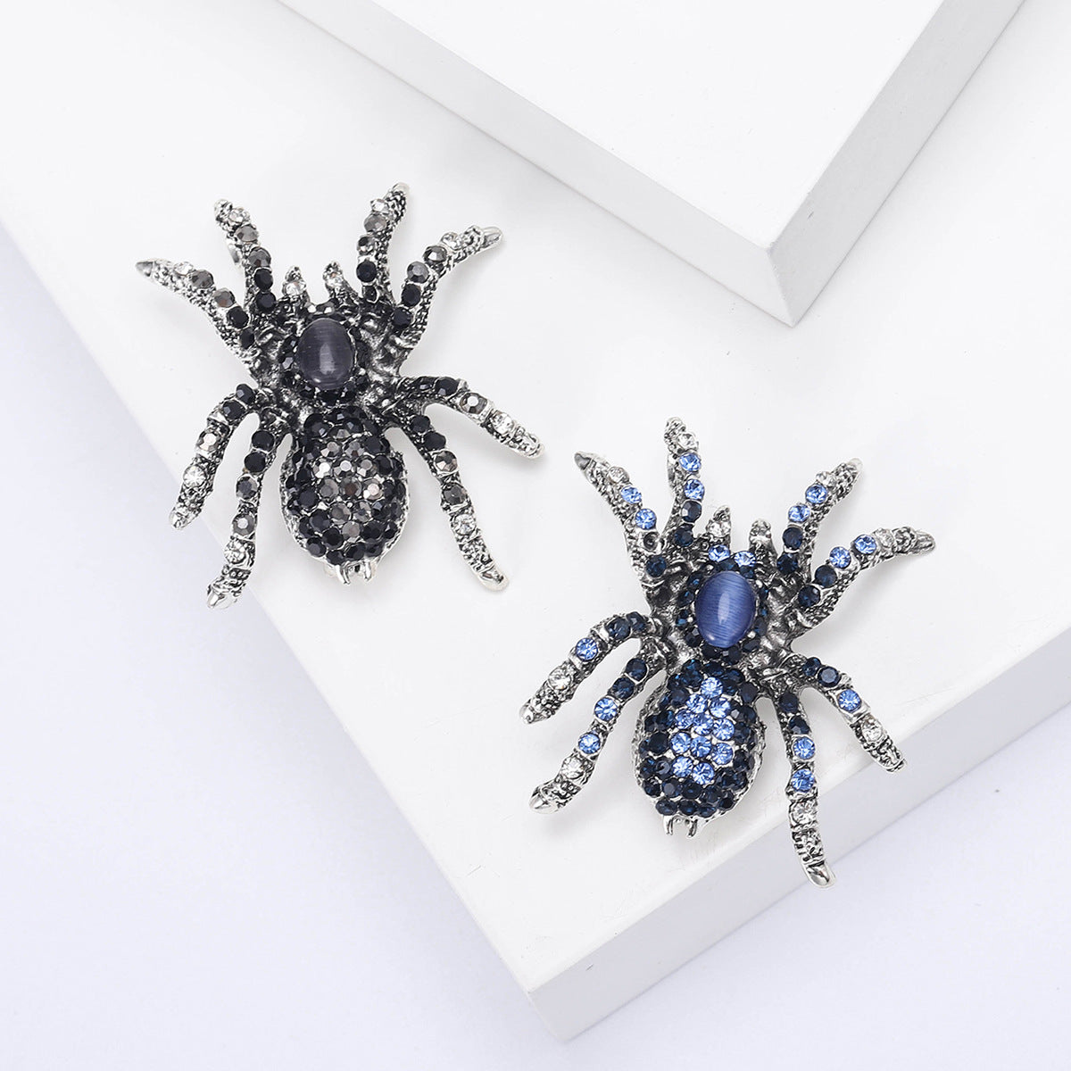 Vintage Spider Brooch with Rhinestones for Men