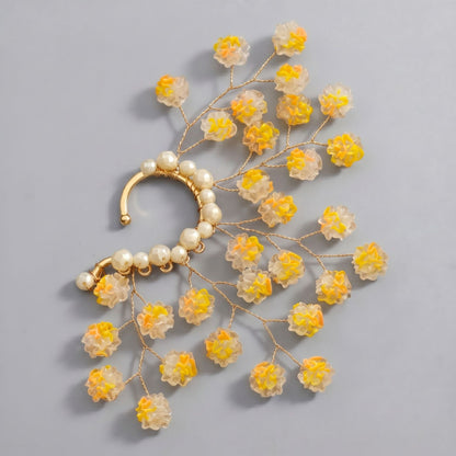 Handcrafted Pearl and Crystal Floral Earrings - Elegant and Versatile Accessories