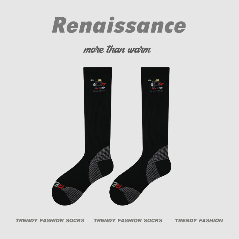 Calf Socks Colorblock Moisture Wicking Athletic