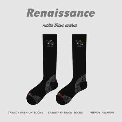 Calf Socks Colorblock Moisture Wicking Athletic