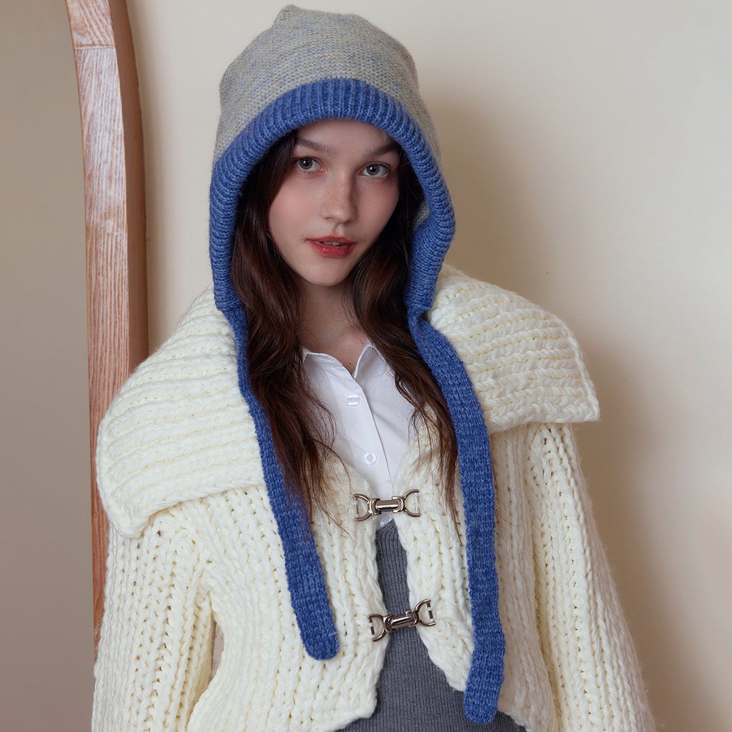 Color-Blocked Knitted Beanie Hat for Women - Warm and Stylish