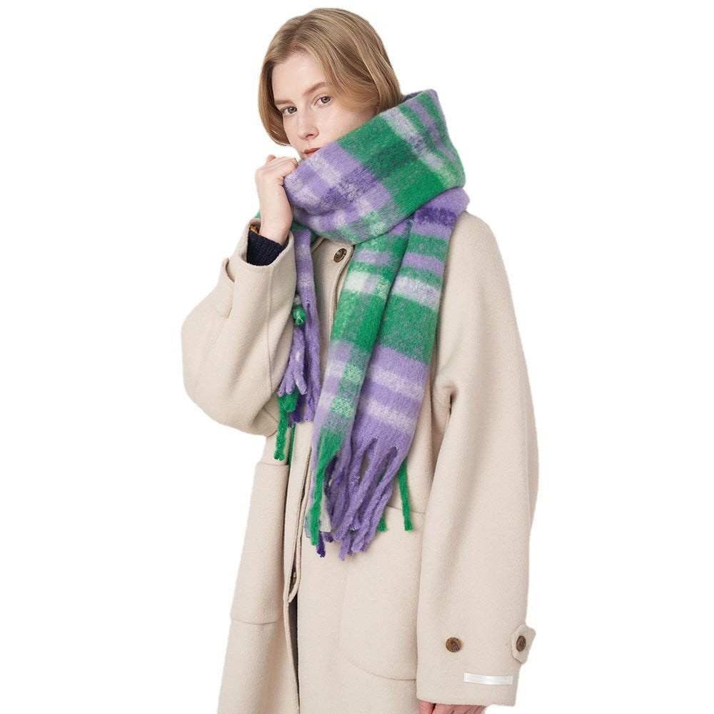 Soft Cashmere Feel Plaid Scarf for Women - Vintage Style
