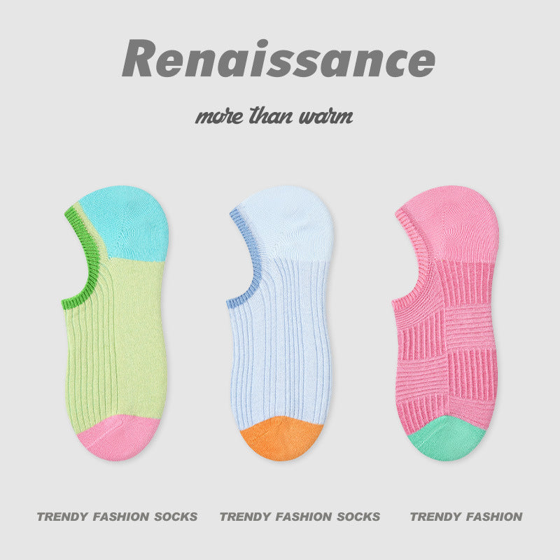 Socks Vintage Embossed Combed Cotton No Show
