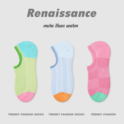 Socks Vintage Embossed Combed Cotton No Show
