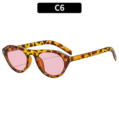 Trendy Oval Frame Sunglasses Fashionable Outdoor Shades