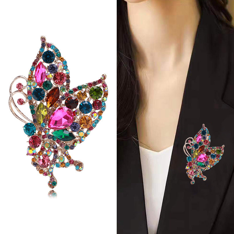 Luxury Rhinestone Butterfly Brooch Cute Fashion Accessory