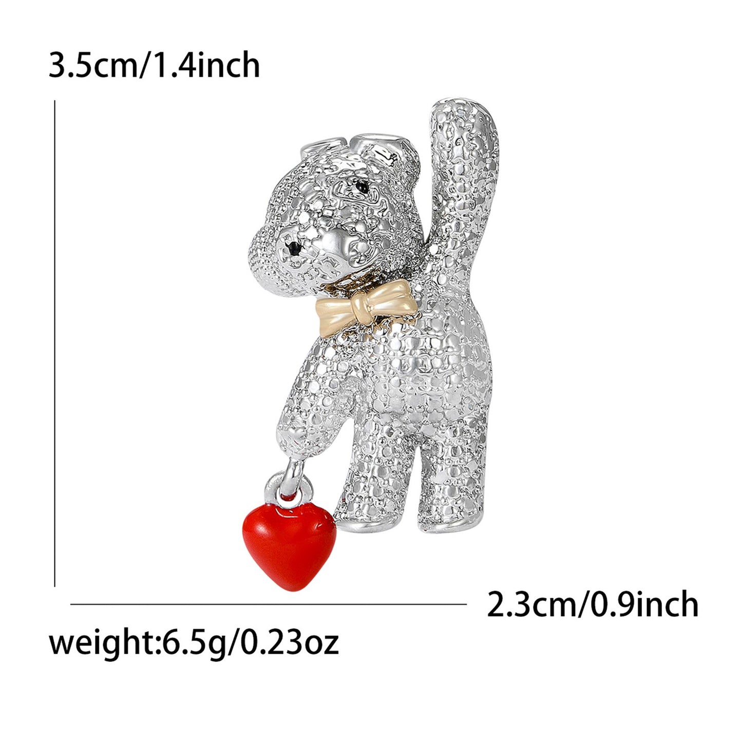 Heart Bear Rhinestone Brooch Fashion Alloy Decorative Pin for Women