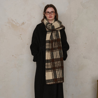 Lazy Scottish Checkered Wool Scarf for Women - Stylish Versatile Wrap