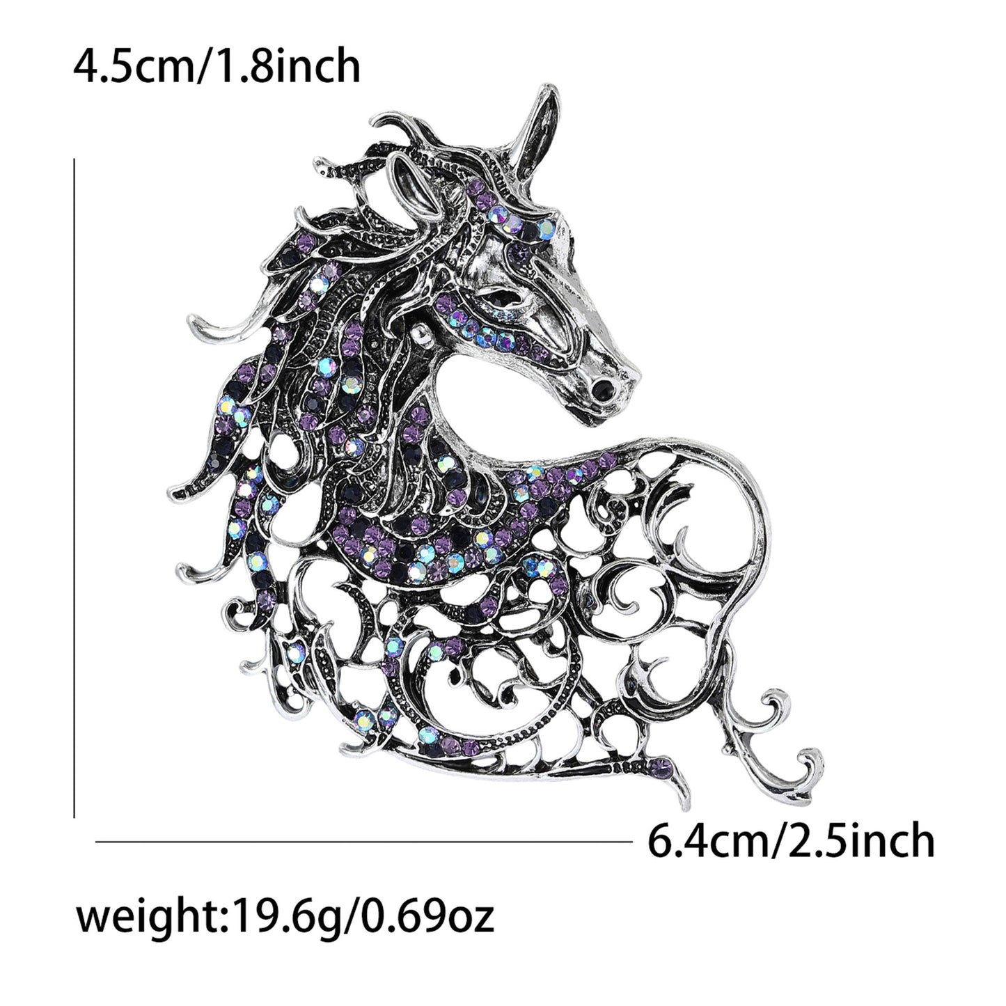 Vintage Horse Head Brooch Creative Fashion Pin Jewelry