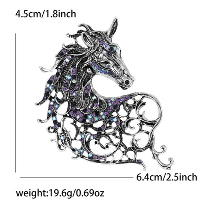 Vintage Horse Head Brooch Creative Fashion Pin Jewelry