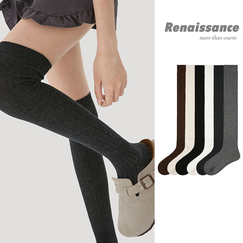Over The Knee Solid Cotton Compression Socks