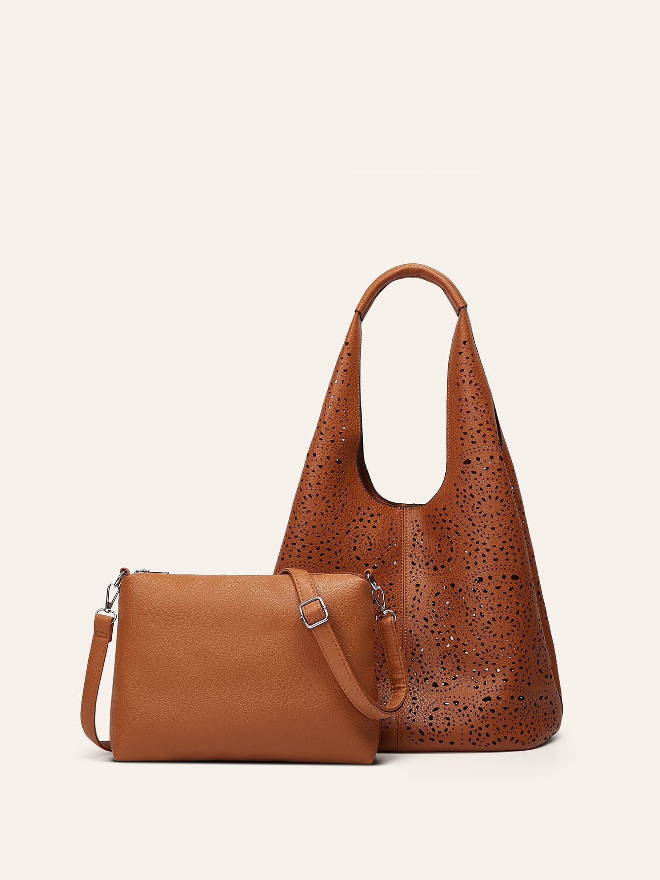 Trendy Cut-Out Laser Etched Tote Bag Stylish Large Capacity Shoulder Bag