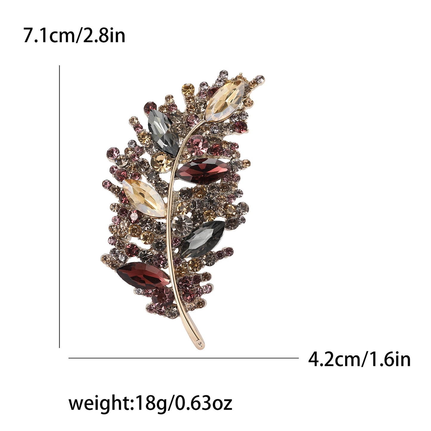 Creative Leaf Brooch with Rhinestones for Women