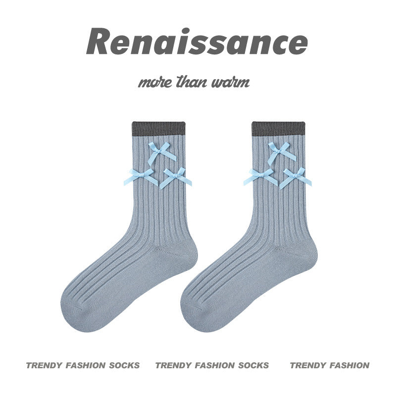 Renaissance Creative Mid Calf Scallop Edge Cotton Socks