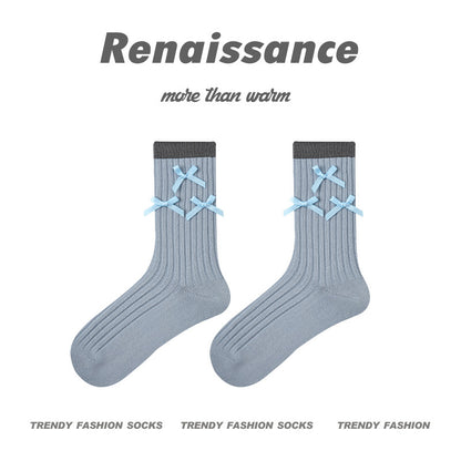 Renaissance Creative Mid Calf Scallop Edge Cotton Socks