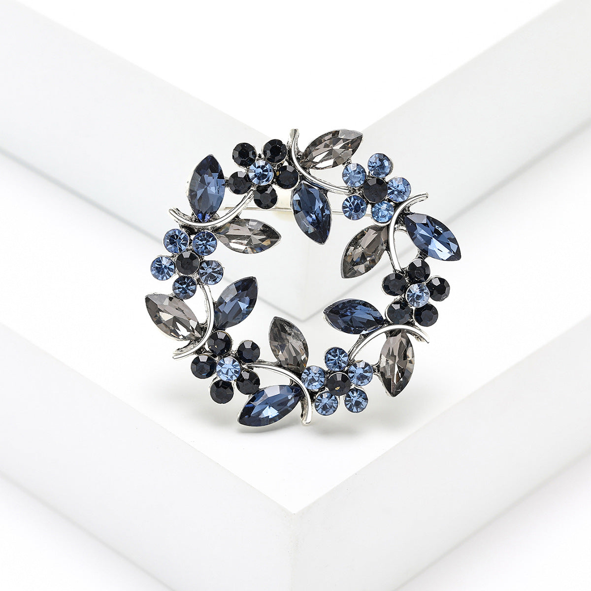 Crystal Olive Branch Brooch Fashion Floral Accessory