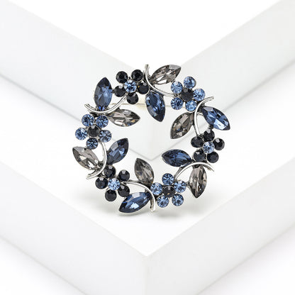 Crystal Olive Branch Brooch Fashion Floral Accessory