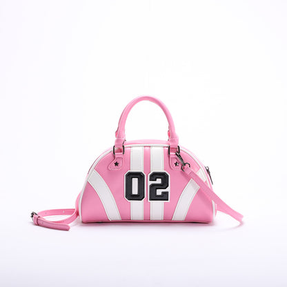 Bowling Bag for Women Trendy Colorblock PU Casual Crossbody