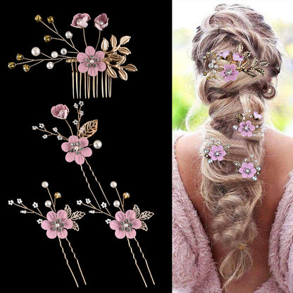Colorful Floral Bride Wedding Hairpiece Set