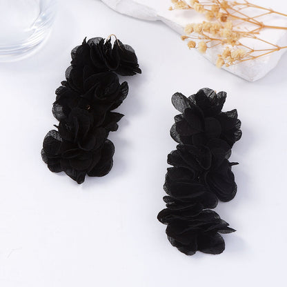 Fabric Flower Statement Earrings Lightweight Office Chic