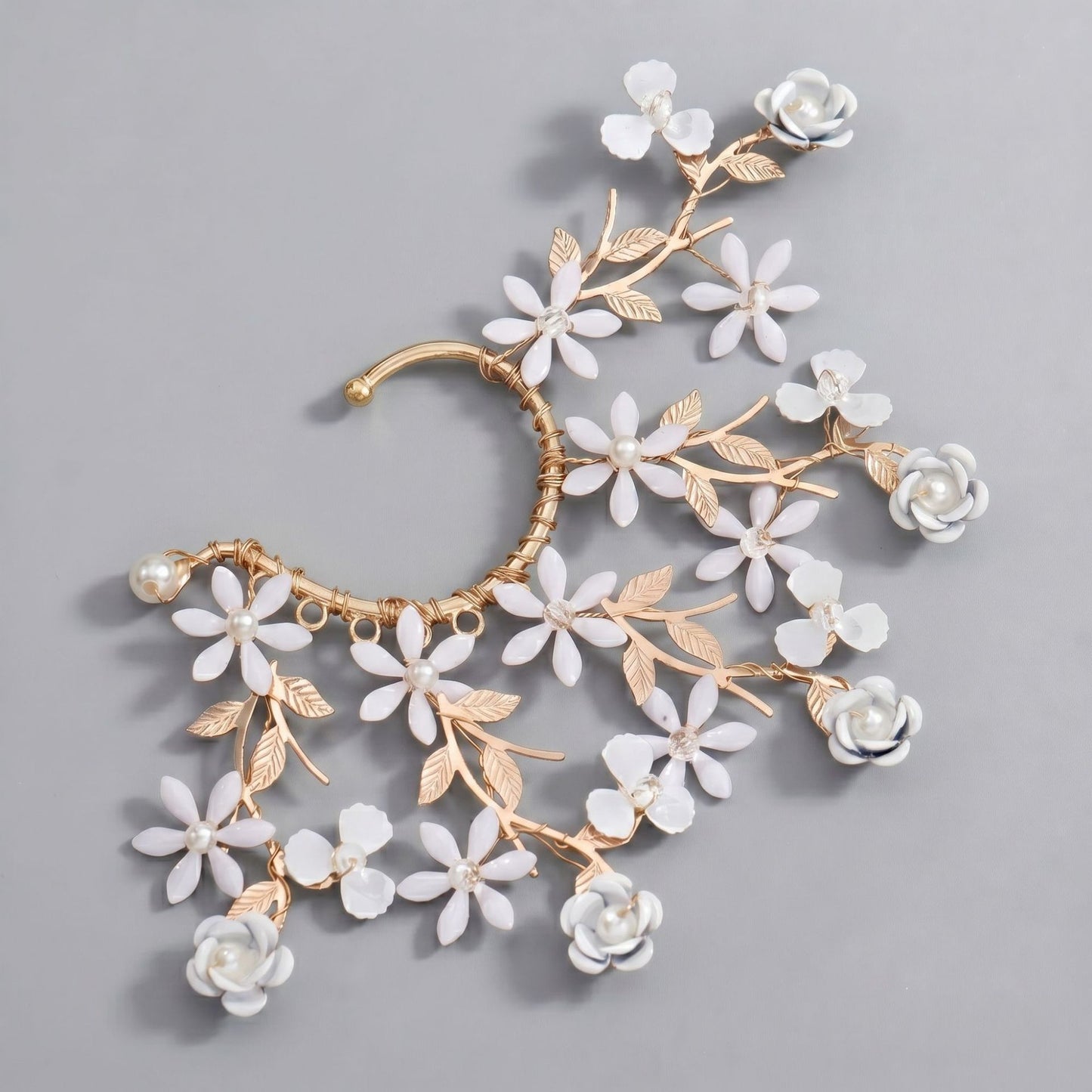Handcrafted Pearl and Crystal Floral Earrings - Elegant and Versatile Accessories