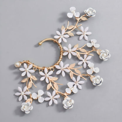 Handcrafted Pearl and Crystal Floral Earrings - Elegant and Versatile Accessories