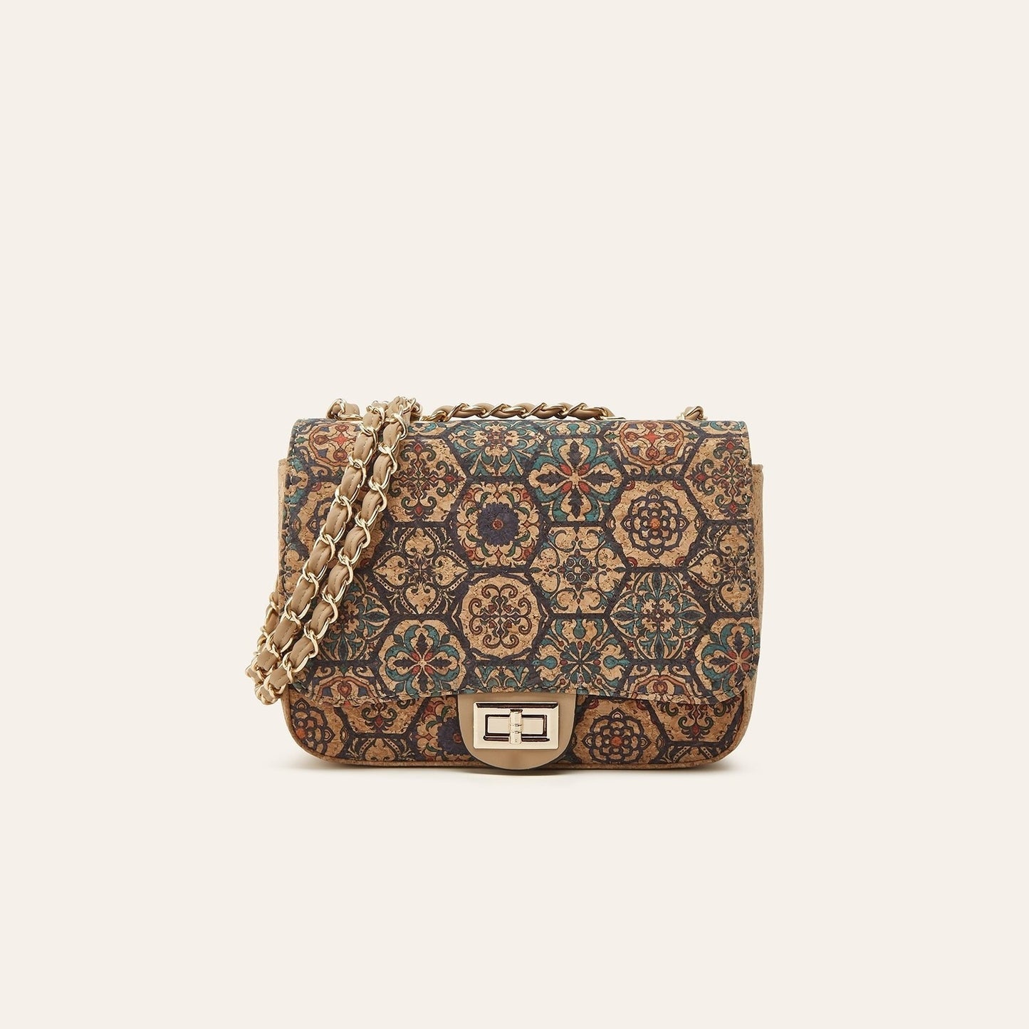 Vintage Ethnic Print Cork Crossbody Bag Fashion Shoulder Bag