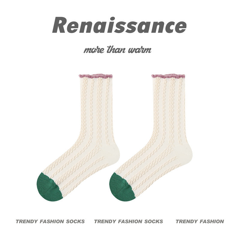 Renaissance Embossed Mid Calf Cotton Socks