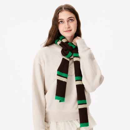 Retro Striped Knit Scarf Cozy Multicolor Infinity Scarf