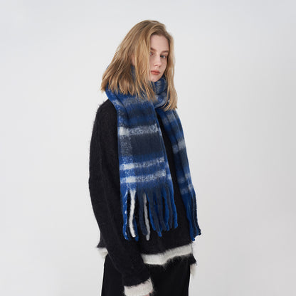 Classic Plaid Scarf Cozy Warm Fringed Neck Wrap