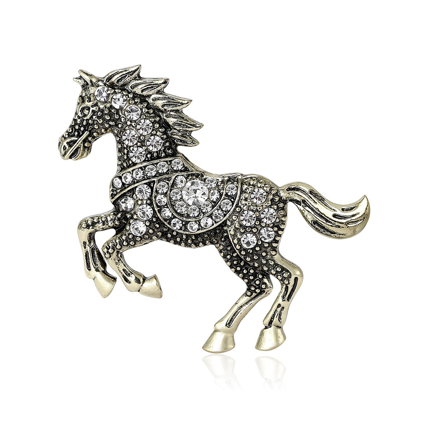 Fashionable Vintage Enamel Horse Rhinestone Brooch