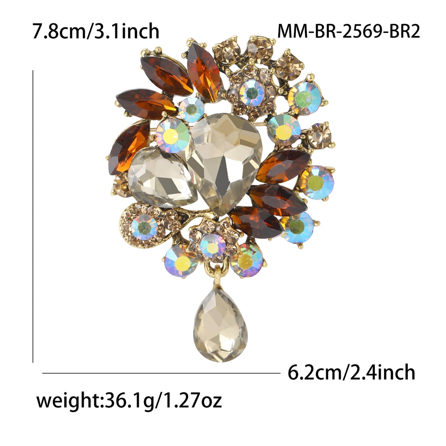 Fashionable Creative Alloy Rhinestone Pendant Brooch for Women