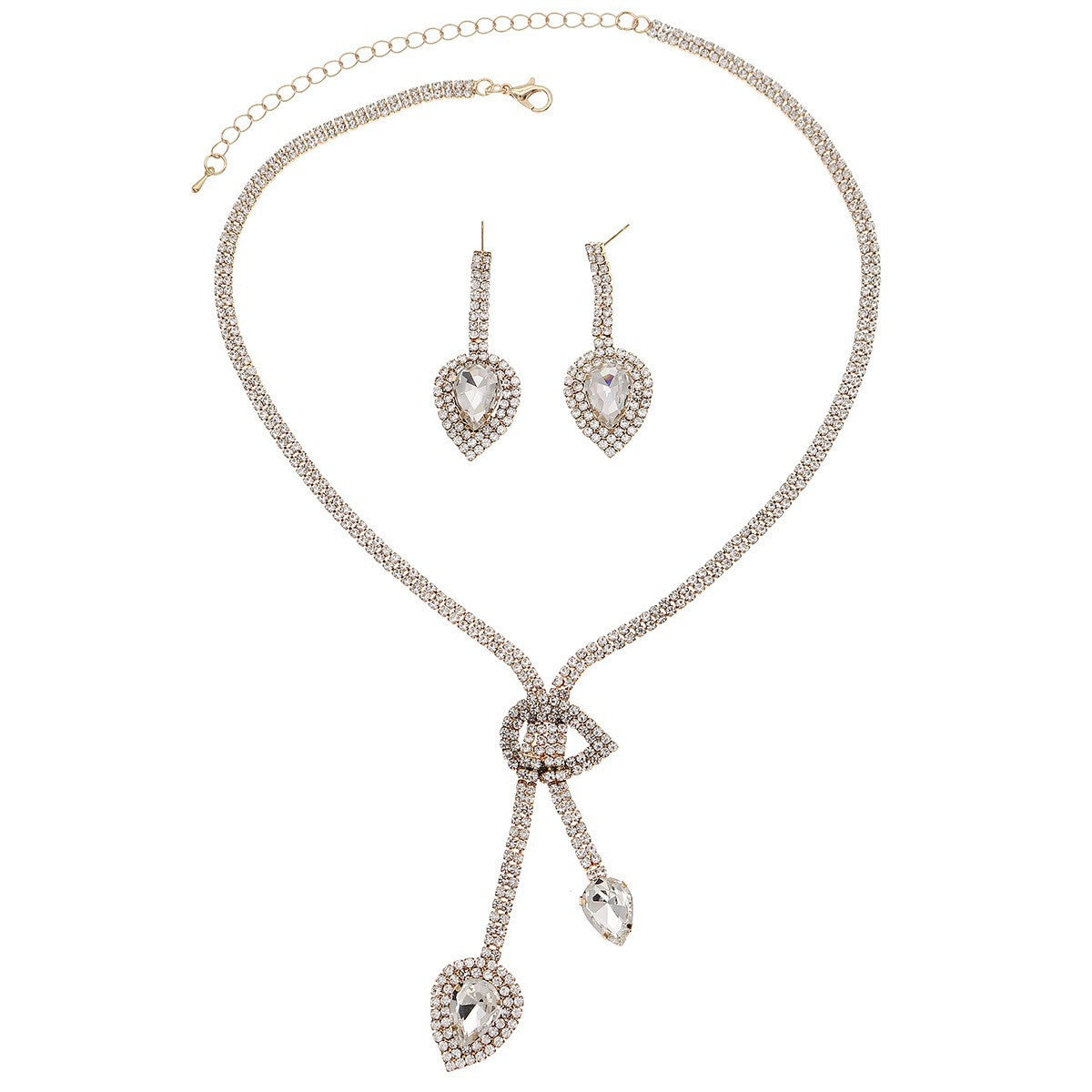 Elegant Crystal Jewelry Set with Necklace and Earrings for Parties