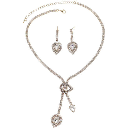 Elegant Crystal Jewelry Set with Necklace and Earrings for Parties