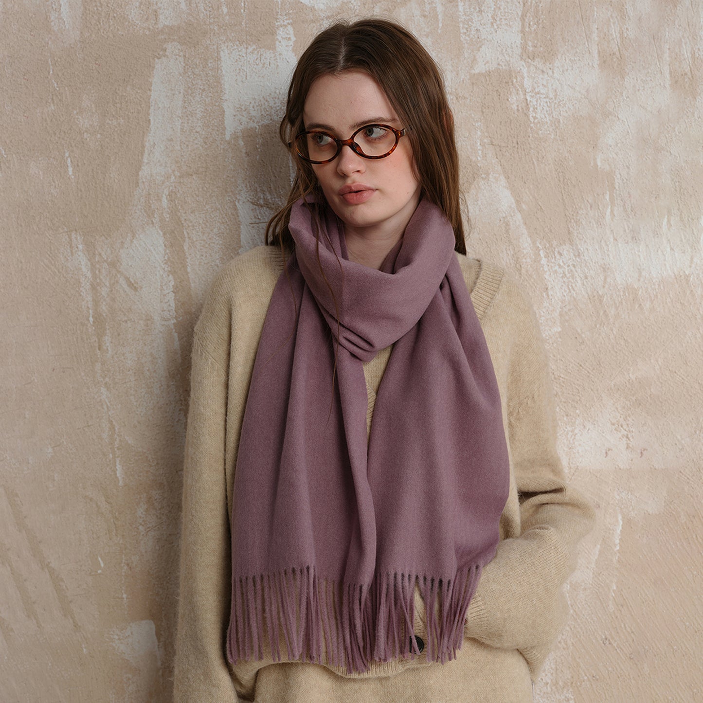 Classic Wool Scarf with Tassels for Men and Women