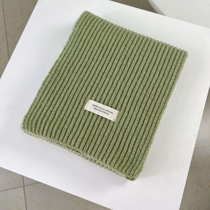 Solid Color Knitted Scarf for Women and Men