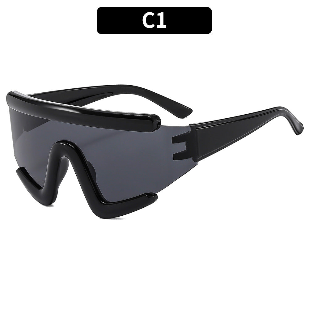 Trendy Oversized Cycling Sunglasses UV400 Protection Fashionable Eyewear