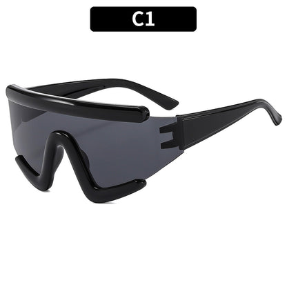 Trendy Oversized Cycling Sunglasses UV400 Protection Fashionable Eyewear