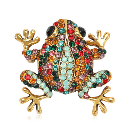 Cute Animal Frog Brooch Fashion Decorative Pin with Rhinestones