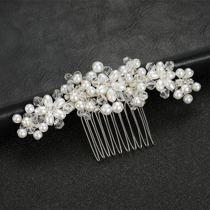Handcrafted Pearl Crystal Wedding Hair Comb Bridal Hairpiece