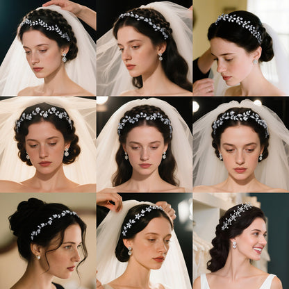 Bridal Crystal Headband Elegant Silver Hair Accessory for Weddings and Parties