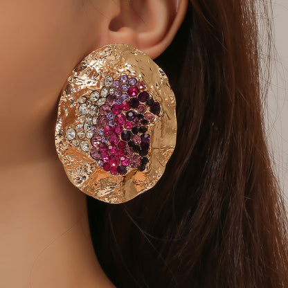 Earrings Oval Geometric Statement Colorful Crystal