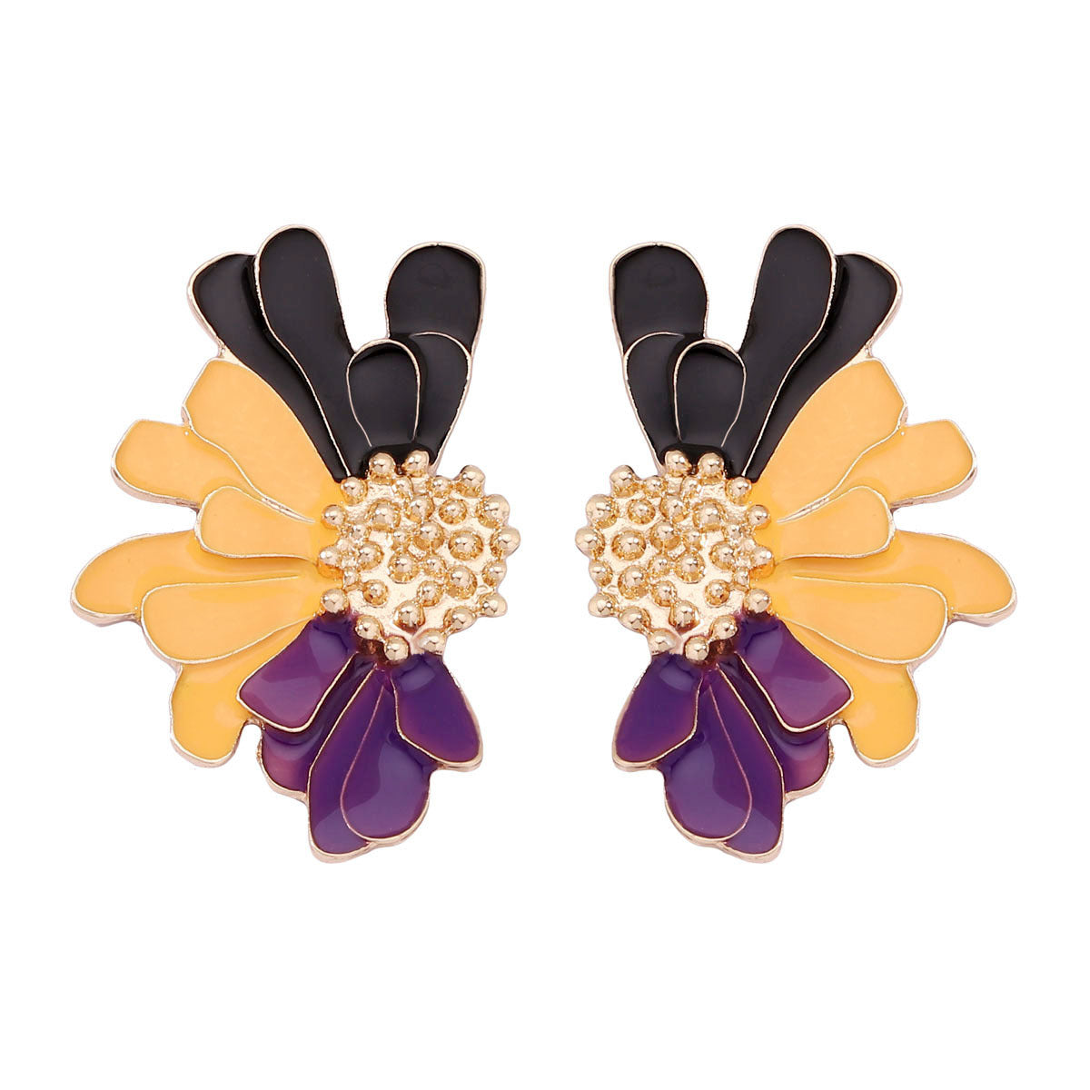 Alloy Enamel Flower Stud Earrings Hypoallergenic Chic
