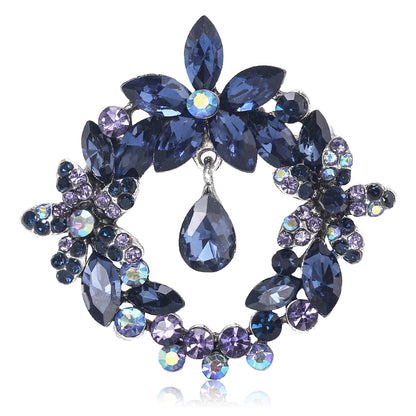 High-End Crystal Floral Brooch Fashionable Coat Pin