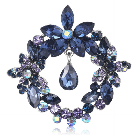 High-End Crystal Floral Brooch Fashionable Coat Pin