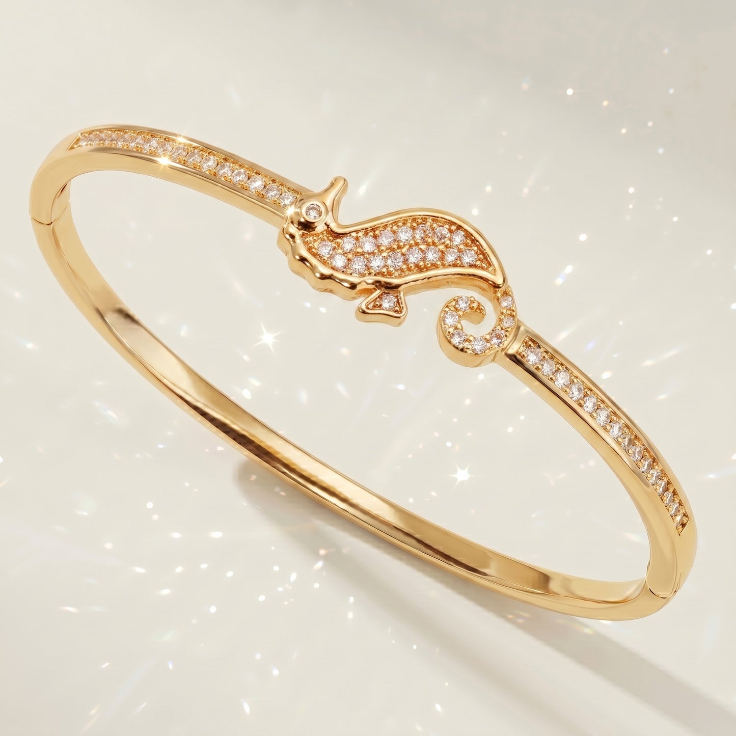 High-End Zirconia Stone Bangle with Nail Design for Weddings and Parties