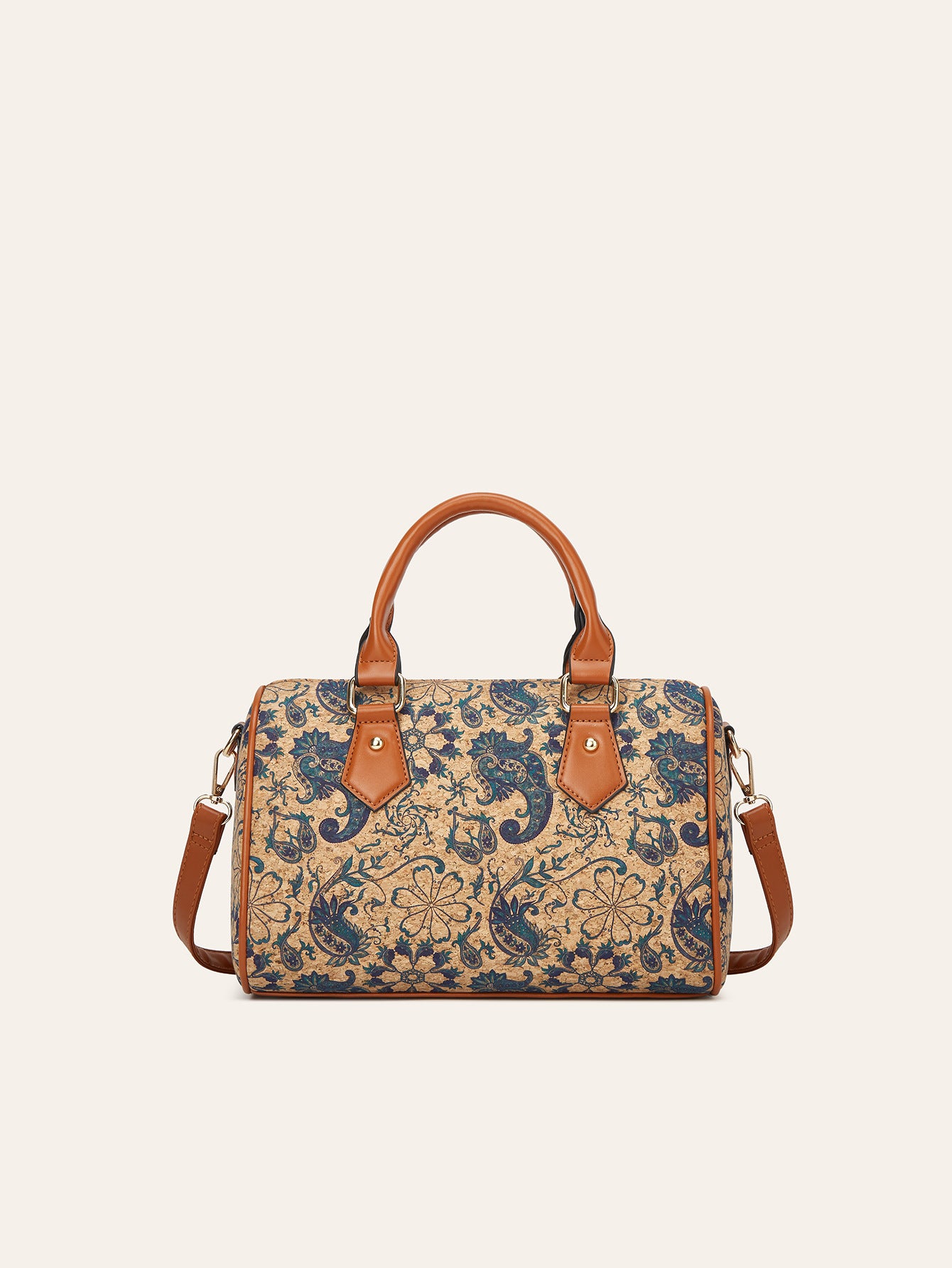 Retro Cork Texture Tote Bag with Ethnic Print