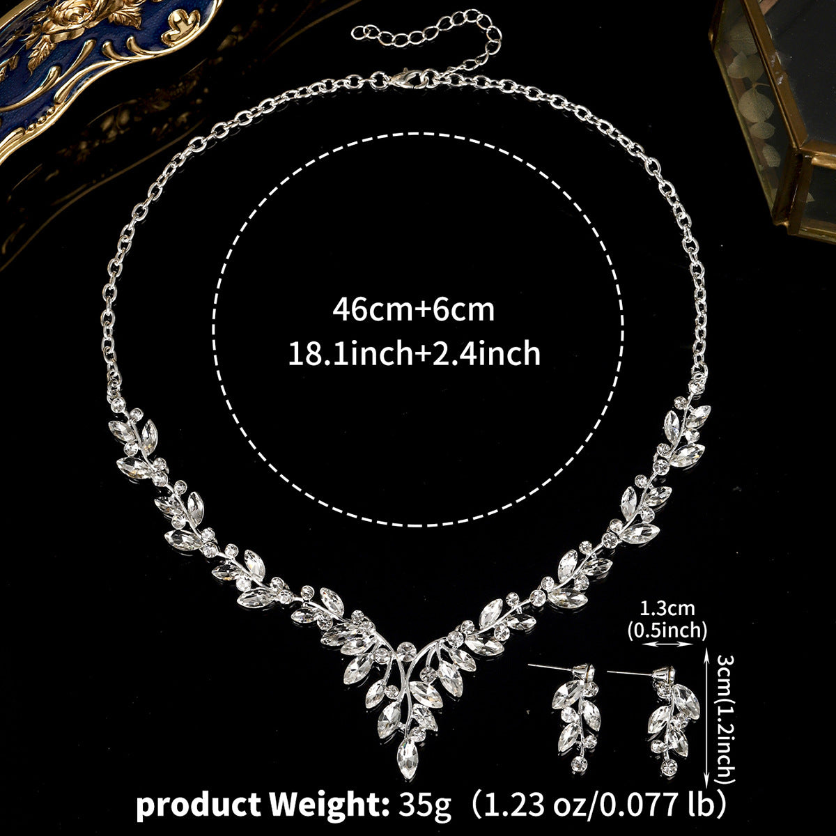 Bridal Jewelry Set With Flower Design Necklace And Earrings